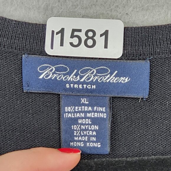 Brooks Brothers Sweater Men Extra Large Black Merino Wool Blend Stretch Pullover - Picture 5 of 9